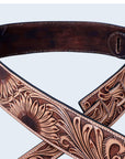 Hilason American Western Floral Hand Tooled Genuine Leather Guitar Strap