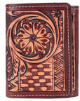Bar H Equine Women Floral Hand Tooled Genuine Leather Western Handbag Wallet Purse