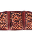 Bar H Equine Women Floral Hand Tooled Genuine Leather Western Handbag Wallet Purse