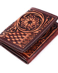 Bar H Equine Women Floral Hand Tooled Genuine Leather Western Handbag Wallet Purse