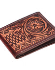 Bar H Equine Women Floral Hand Tooled Genuine Leather Western Handbag Wallet Purse