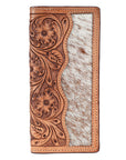 BAR H EQUINE Rodeo Floral Bifold & Trifold Wallet For Men Women HairOn Genuine Leather Tan