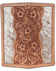 BAR H EQUINE Rodeo Floral Bifold & Trifold Wallet For Men Women HairOn Genuine Leather Tan