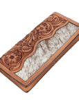 BAR H EQUINE Rodeo Floral Bifold & Trifold Wallet For Men Women HairOn Genuine Leather Tan