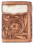BAR H EQUINE Rodeo Floral Bifold & Trifold Wallet For Men Women HairOn Genuine Leather Tan