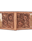 BAR H EQUINE Rodeo Floral Bifold & Trifold Wallet For Men Women HairOn Genuine Leather Tan