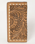 BAR H EQUINE Rodeo Floral Bifold & Trifold Wallet For Men Women Genuine Leather Tan