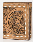 BAR H EQUINE Rodeo Floral Bifold & Trifold Wallet For Men Women Genuine Leather Tan