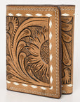 BAR H EQUINE Rodeo Floral Bifold & Trifold Wallet For Men Women Genuine Leather Tan