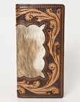 BAR H EQUINE Rodeo Floral Bifold & Trifold Wallet For Men Women HairOn Genuine Leather Tan