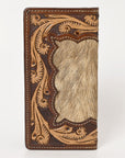 BAR H EQUINE Rodeo Floral Bifold & Trifold Wallet For Men Women HairOn Genuine Leather Tan