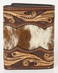 BAR H EQUINE Rodeo Floral Bifold & Trifold Wallet For Men Women HairOn Genuine Leather Tan