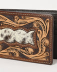 BAR H EQUINE Rodeo Floral Bifold & Trifold Wallet For Men Women HairOn Genuine Leather Tan