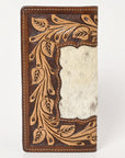 BAR H EQUINE Rodeo Floral Bifold & Trifold Wallet For Men Women HairOn Genuine Leather Tan