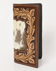 BAR H EQUINE Rodeo Floral Bifold & Trifold Wallet For Men Women HairOn Genuine Leather Tan