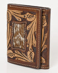 BAR H EQUINE Rodeo Floral Bifold & Trifold Wallet For Men Women HairOn Genuine Leather Tan