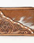 BAR H EQUINE Rodeo Floral Bifold & Trifold Wallet For Men Women HairOn Genuine Leather Brown