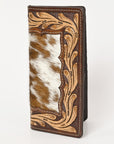 BAR H EQUINE Rodeo Floral Bifold & Trifold Wallet For Men Women HairOn Genuine Leather Brown