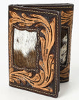 BAR H EQUINE Rodeo Floral Bifold & Trifold Wallet For Men Women HairOn Genuine Leather Brown