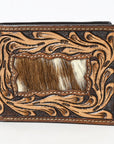 BAR H EQUINE Rodeo Floral Bifold & Trifold Wallet For Men Women HairOn Genuine Leather Brown