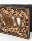 BAR H EQUINE Rodeo Floral Bifold & Trifold Wallet For Men Women HairOn Genuine Leather Brown