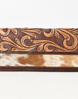 BAR H EQUINE Rodeo Floral Bifold & Trifold Wallet For Men Women HairOn Genuine Leather Brown
