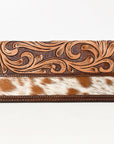BAR H EQUINE Rodeo Floral Bifold & Trifold Wallet For Men Women HairOn Genuine Leather Brown