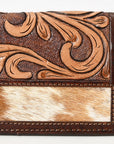 BAR H EQUINE Rodeo Floral Bifold & Trifold Wallet For Men Women HairOn Genuine Leather Brown