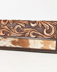 BAR H EQUINE Rodeo Floral Bifold & Trifold Wallet For Men Women HairOn Genuine Leather Brown