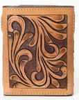 BAR H EQUINE Rodeo Floral Bifold & Trifold Wallet For Men Women HairOn Genuine Leather Brown