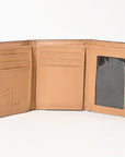 BAR H EQUINE Rodeo Floral Bifold & Trifold Wallet For Men Women HairOn Genuine Leather Brown