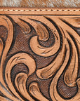 BAR H EQUINE Rodeo Floral Bifold & Trifold Wallet For Men Women HairOn Genuine Leather Brown