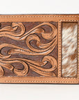 BAR H EQUINE Rodeo Floral Bifold & Trifold Wallet For Men Women HairOn Genuine Leather Brown