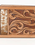 BAR H EQUINE Rodeo Floral Bifold & Trifold Wallet For Men Women HairOn Genuine Leather Brown