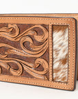 BAR H EQUINE Rodeo Floral Bifold & Trifold Wallet For Men Women HairOn Genuine Leather Brown