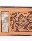 Bar H Equine Floral Genuine Leather Rodeo Bifold Wallet For Men Women Tan Flower Hand Carved & Tooled Wallet