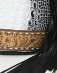American Darling Sling Hand Tooled Crocodile Embossed Genuine Leather Women Bag Western Handbag Purse