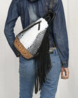 American Darling Sling Hand Tooled Crocodile Embossed Genuine Leather Women Bag Western Handbag Purse