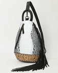 American Darling Sling Hand Tooled Crocodile Embossed Genuine Leather Women Bag Western Handbag Purse