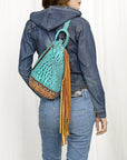 American Darling Sling Hand Tooled Crocodile Embossed Genuine Leather Women Bag Western Handbag Purse