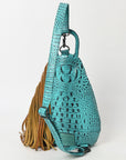 American Darling Sling Hand Tooled Crocodile Embossed Genuine Leather Women Bag Western Handbag Purse