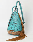 American Darling Sling Hand Tooled Crocodile Embossed Genuine Leather Women Bag Western Handbag Purse