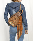 American Darling Sling Hand Tooled Crocodile Embossed Genuine Leather Women Bag Western Handbag Purse