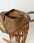 American Darling Sling Hand Tooled Crocodile Embossed Genuine Leather Women Bag Western Handbag Purse