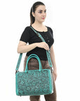 American Darling Duffel Hand Tooled Genuine Leather Women Bag Western Handbag Purse