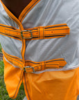 66 In - 84 In Hilason Horse Fly Sheet Uv Protect Mesh Bug Mosquito Summer White/Orange