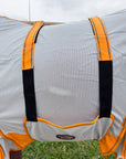 66 In - 84 In Hilason Horse Fly Sheet Uv Protect Mesh Bug Mosquito Summer White/Orange