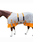 66 In - 84 In Hilason Horse Fly Sheet Uv Protect Mesh Bug Mosquito Summer White/Orange