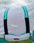 66 In - 84 In Hilason Horse Fly Sheet Uv Protect Mesh Bug Mosquito Summer White/Turquoise