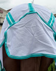 66 In - 84 In Hilason Horse Fly Sheet Uv Protect Mesh Bug Mosquito Summer White/Turquoise